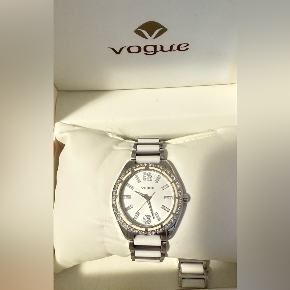 Vogue Silver Crystal Watch Roman Numerals